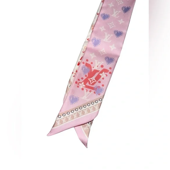 LOUIS VUITTON RARE REVERSIBLE 100% SILK BANDEAU SCARF W/ COA - Picture 4 of 11